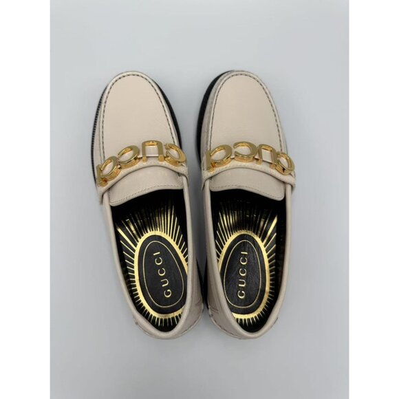 Gucci Women’s Moccasin Leather Loafers Mystic White Sz35.5 700036 - Picture 4 of 10